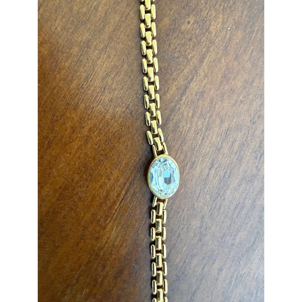 Trifari Necklace Women 17" Gold Excellent Oval Crystal Link Chain Vintage - Picture 5 of 9